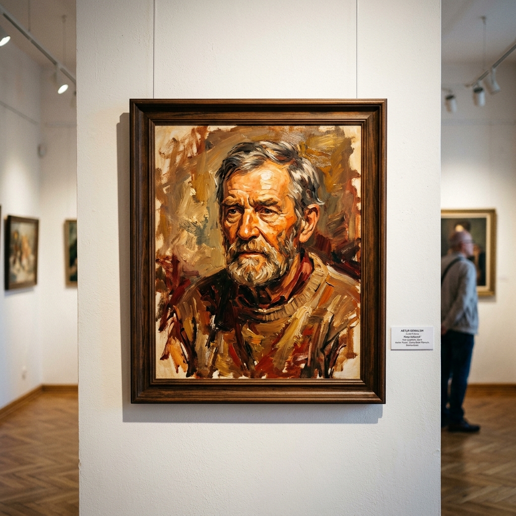 Praca kursanta — portret olejny w ciepłej tonacji